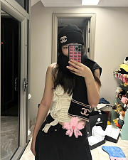 Chanel Black Pink Scarf - 2
