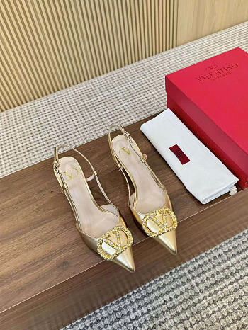 Valentino Vlogo Pump Gold Heel 7.5cm