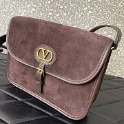Valentino Garavani Antibes Suede Shoulder Bag Brown 26.5x20.5x6.5cm - 2