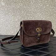 Valentino Garavani Antibes Suede Shoulder Bag Brown 26.5x20.5x6.5cm - 3
