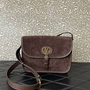Valentino Garavani Antibes Suede Shoulder Bag Brown 26.5x20.5x6.5cm - 1