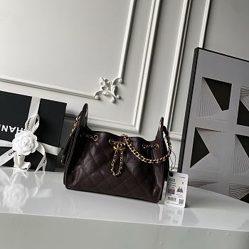 Chanel Mini 25 Handbag Dark Brown Caviar 22x20x12.5cm