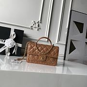 Chanel Top Handle Brown Lambskin Gold 19x12x5cm - 1
