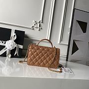 Chanel Top Handle Brown Lambskin Gold 19x12x5cm - 4