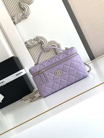 Chanel Handle Vanity Purple Caviar 19.5x17x5cm