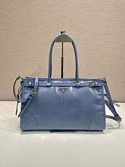 Prada Bonnie Leather Handbag Blue 38x30x12cm - 1