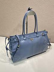 Prada Bonnie Leather Handbag Blue 38x30x12cm - 3