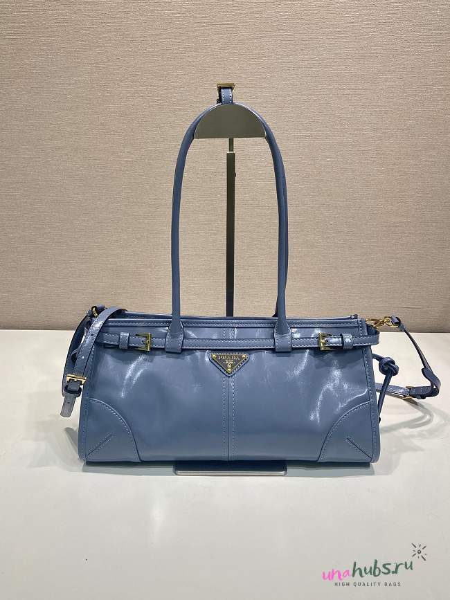 Prada Bonnie Medium Leather Handbag Blue 32x15.5x12cm - 1