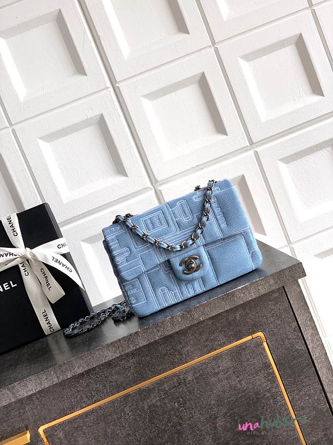 Chanel Flap Bag Denim Blue 20cm - 1