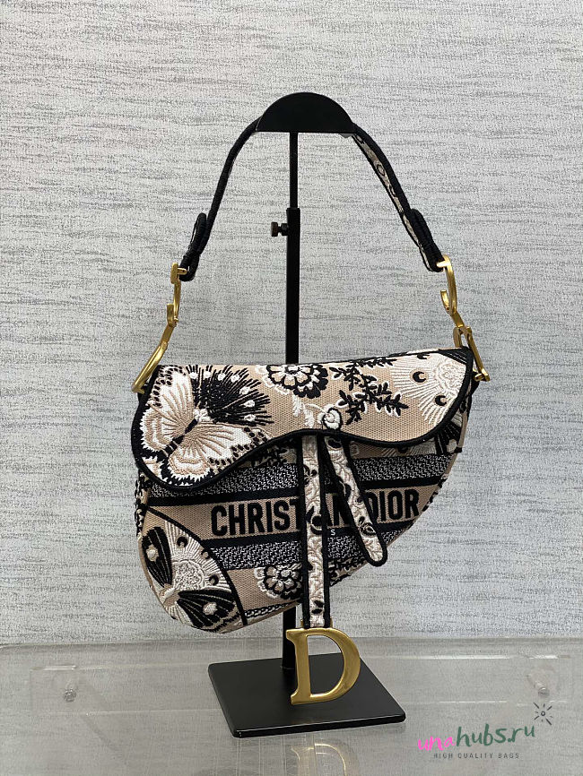 Dior Saddle Bag Brown Embroidered 25cm - 1