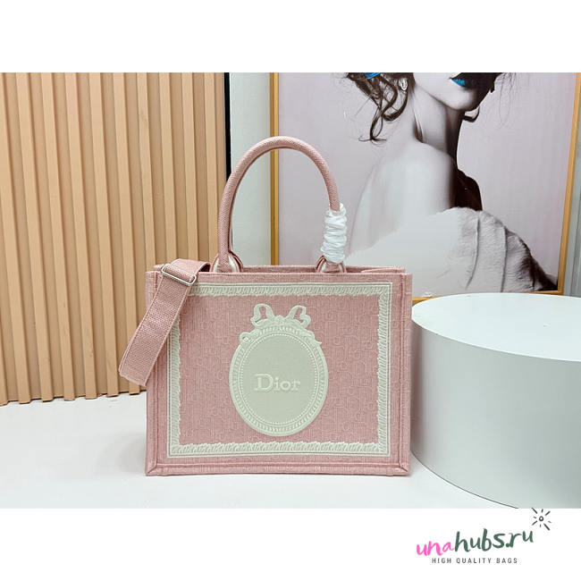 Dior Medium Book Tote With Strap In Pink 36x27x16cm - 1