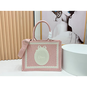 Dior Medium Book Tote With Strap In Pink 36x27x16cm