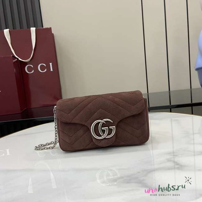 Gucci Marmont mini shoulder bag brown suede 16.5x9.5x4.5cm - 1