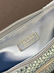 Prada Satin Crystal Mini Re-Edition 2000 Bag Blue 23x13x5cm - 5