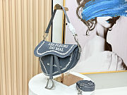 Dior Saddle Bag with Strap Blue White Book 24x16x18cm - 4