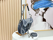 Dior Saddle Bag with Strap Blue White Book 24x16x18cm - 3
