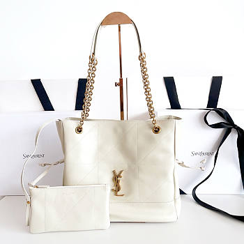 YSL Jamie Shopping Small Lambskin White 29x28x8cm