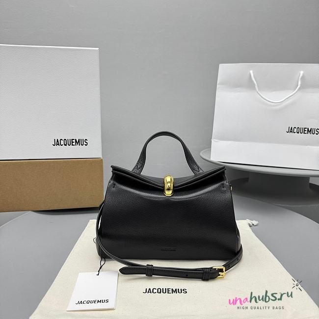 Jacquemus Valérie Grained Leather Tote Bag Black 23x16x7cm - 1