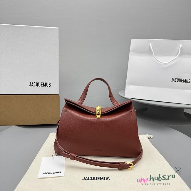 Jacquemus Valérie Grained Leather Tote Bag Brown 23x16x7cm - 1