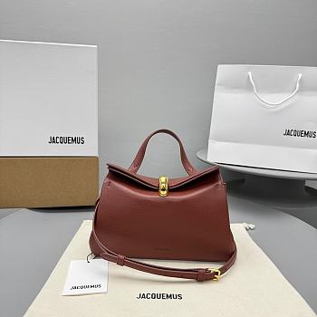 Jacquemus Valérie Grained Leather Tote Bag Brown 23x16x7cm
