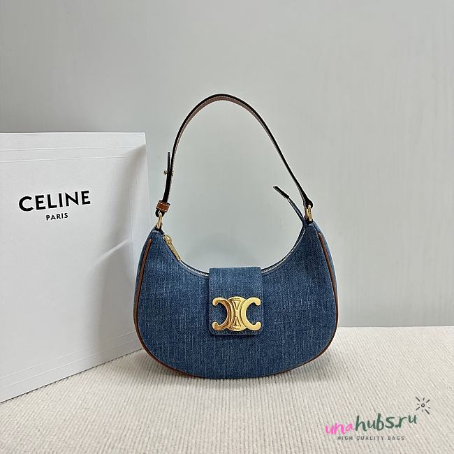 Celine Medium Ava Triomphe Bag Denim 23x13.5x6cm - 1