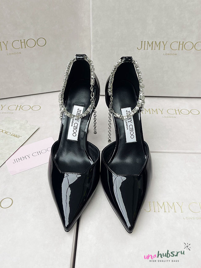 Jimmy Choo Stevie 100 Black Patent Pumps - 1