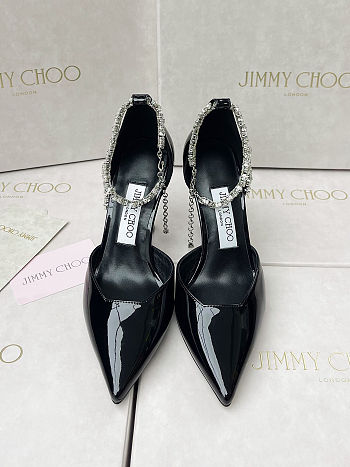 Jimmy Choo Stevie 100 Black Patent Pumps