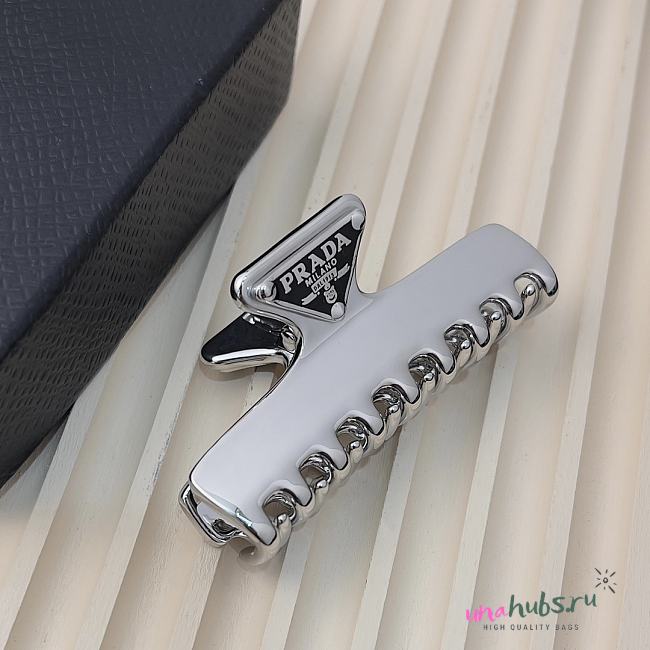 Prada Metallic Triangle Logo Claw Clip - 1