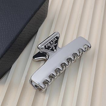 Prada Metallic Triangle Logo Claw Clip