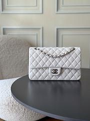 Chanel Flap Bag White Lambskin Silver 25cm - 1