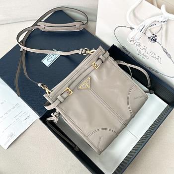 Prada Bonnie leather mini shoulder bag grey 20x19.5x7cm