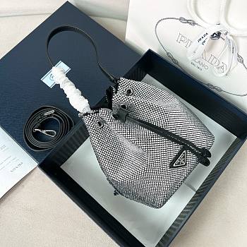 Prada Mini crystal-studded satin bag black 19.5x15.5x10cm