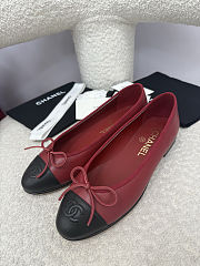 Chanel Black Burgundy Ballerina Flat - 2