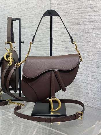 Dior Saddle Bag Dark Brown with Strap 24x6x18cm