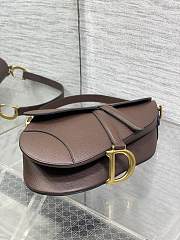 Dior Saddle Bag Dark Brown with Strap 24x6x18cm - 3