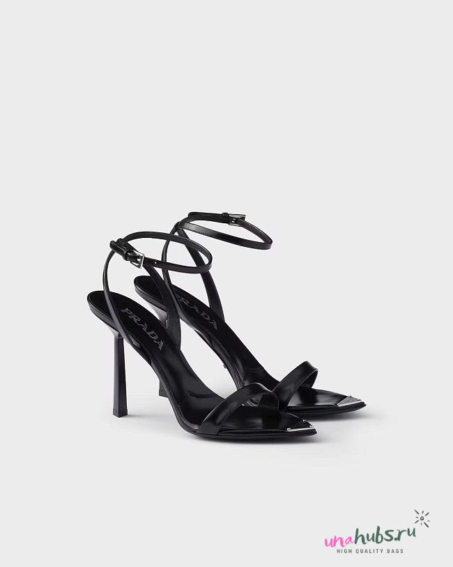 Prada Brushed leather sandals Black 10cm - 1