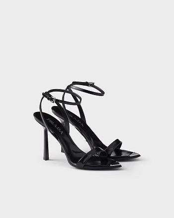 Prada Brushed leather sandals Black 10cm