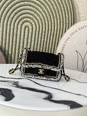 Chanel Flap Bag Black Tweed 20x13x7cm - 1