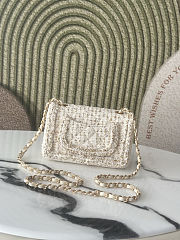 Chanel Flap Bag White Tweed 20x13x7cm - 3