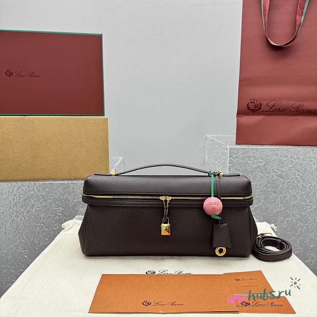 Loro Piana Extra Softy Bag L33 Calfskin Dark Chocolate 33x14x9cm - 1