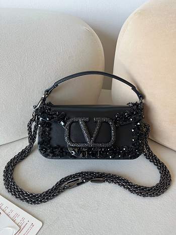 Valentino Garavani Small Locò Black Shoulder Bag 19x10.5x5cm