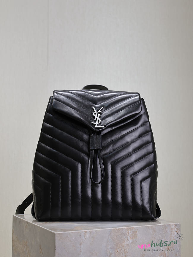 YSL Backpack Black Silver 33×26×13cm - 1