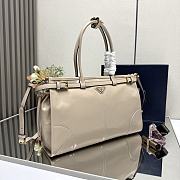 Prada Bonnie Leather Handbag Beige 38x30x12cm - 5