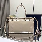 Prada Bonnie Leather Handbag Beige 38x30x12cm - 4