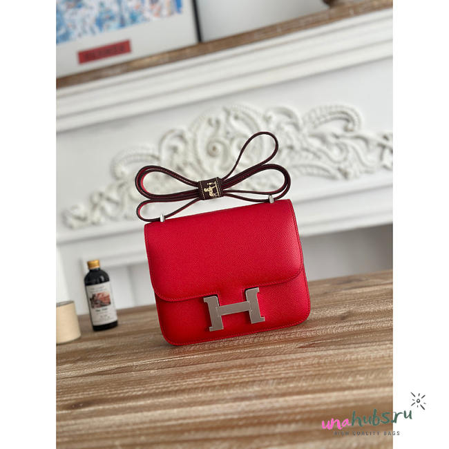 Hermes Constance 19 Epsom Silver Red - 1
