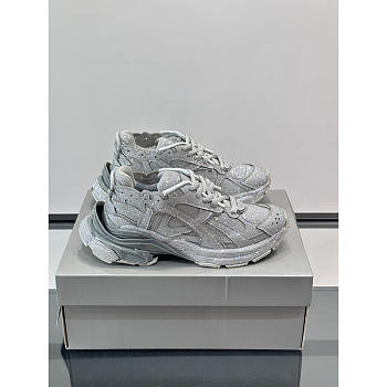 Balenciaga Runner Sneakers In Silver Glitter Mesh And Nylon