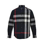 Burberry Check Cotton Shirt In Navy/Grey/White - 1