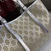 Gucci GG Emblem tote bag in silver fabric - 31x18.5x11.5cm - 2