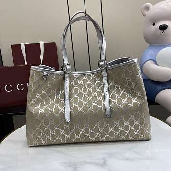 Gucci GG Emblem tote bag in silver fabric 38x25x15cm