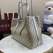 Gucci GG Emblem tote bag in silver fabric 38x25x15cm - 5